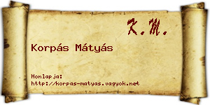 Korpás Mátyás névjegykártya