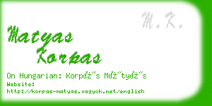 matyas korpas business card